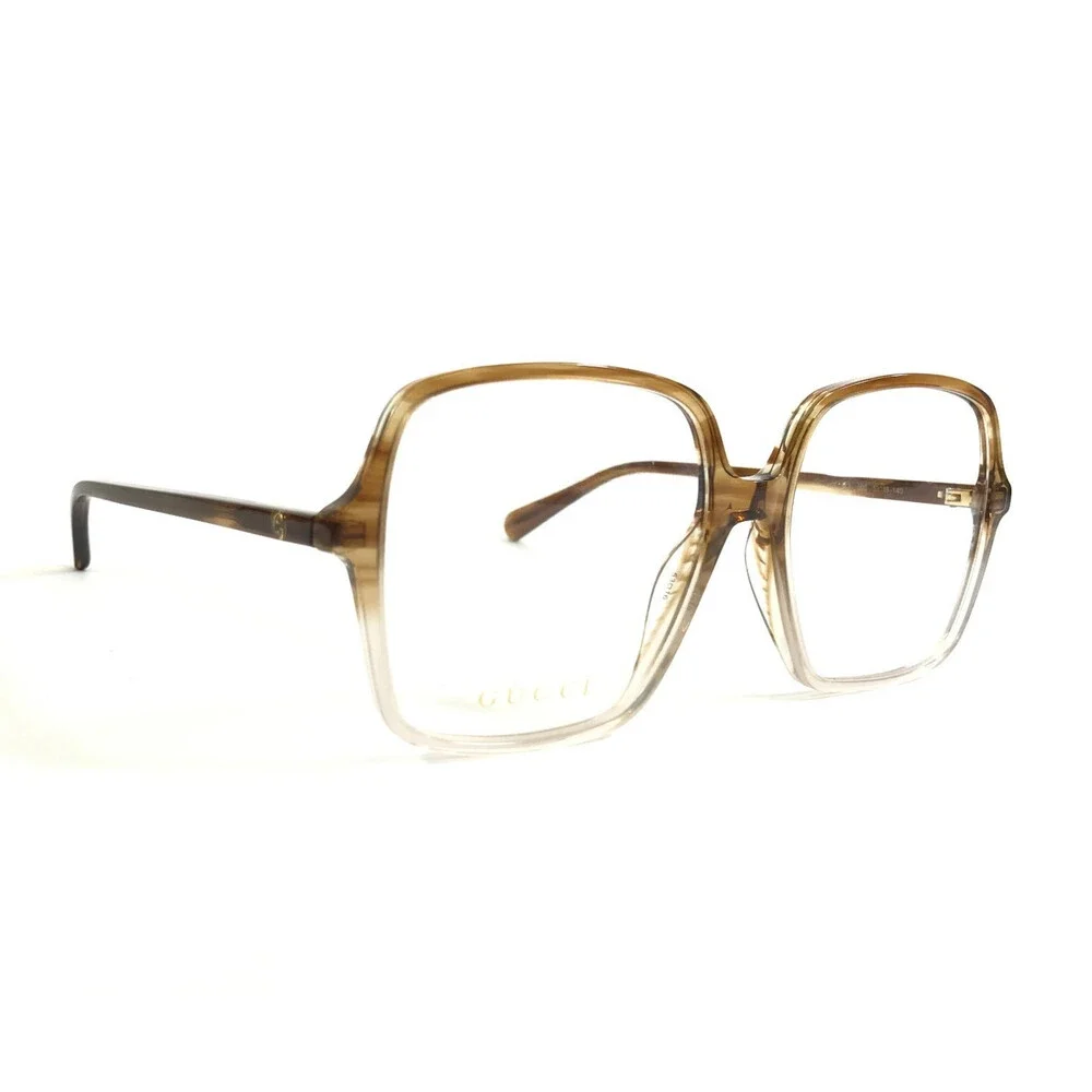 Gucci Eyeglasses Frames GG1003O 003 Striped Brown Fade Square Full Rim 53-16-140